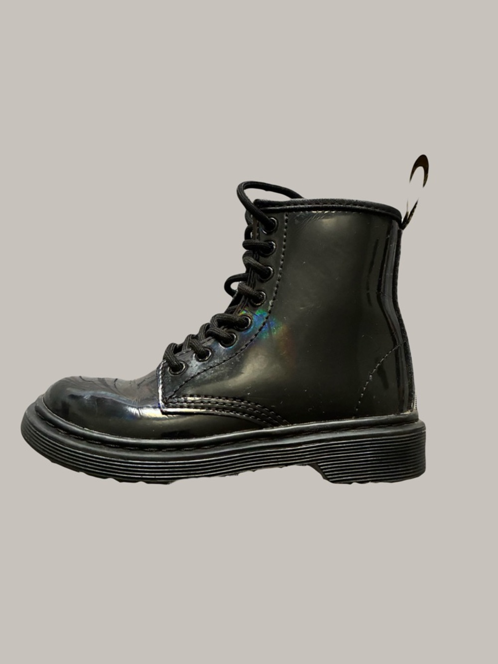 Dr. Martens Kids Black Patent Lace-Up Ankle Boots